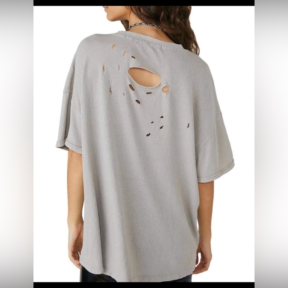 Free People Rubi Ripped Cotton T-Shirt Cashmere Women’s Top - XS - NWOT